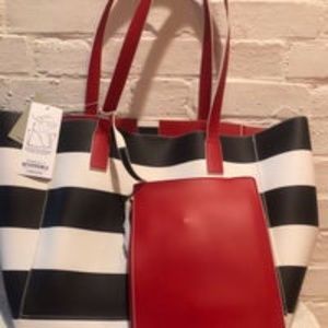NWT Tommy Bahama Reversible Tote- Red/Navy & White